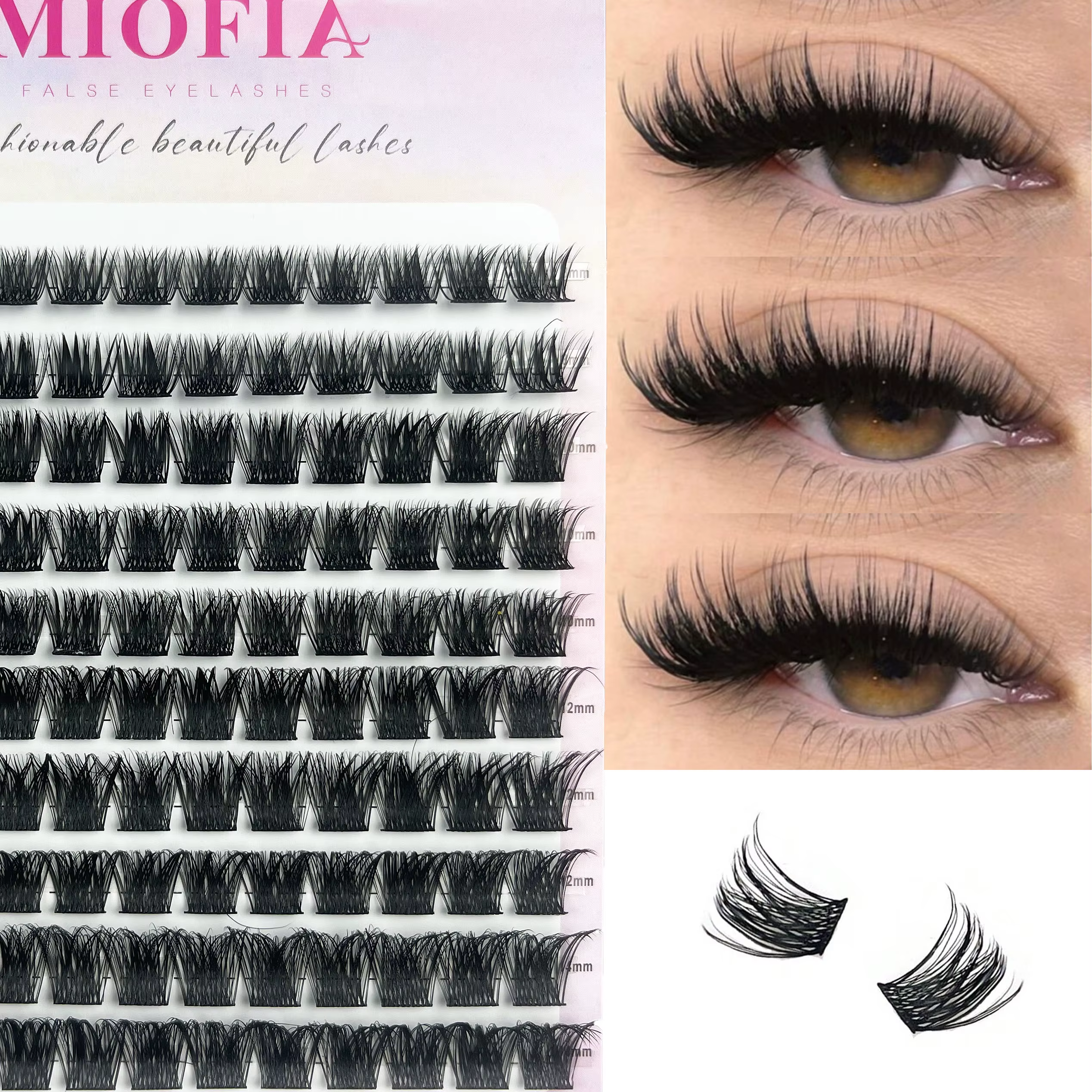 120 grappes de cils individuels D Curl 8-14mm plateau mixte Extension