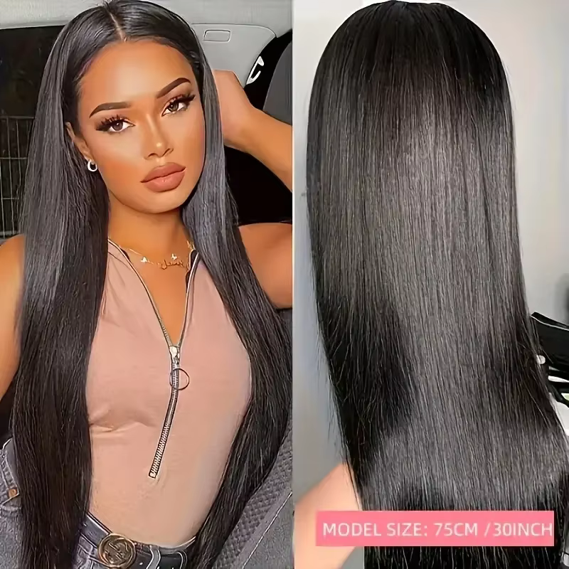 Perruque Lace Front Cheveux Humains Raides Brésiliens 2026 pour Femmes – Sans Colle – En Promotion