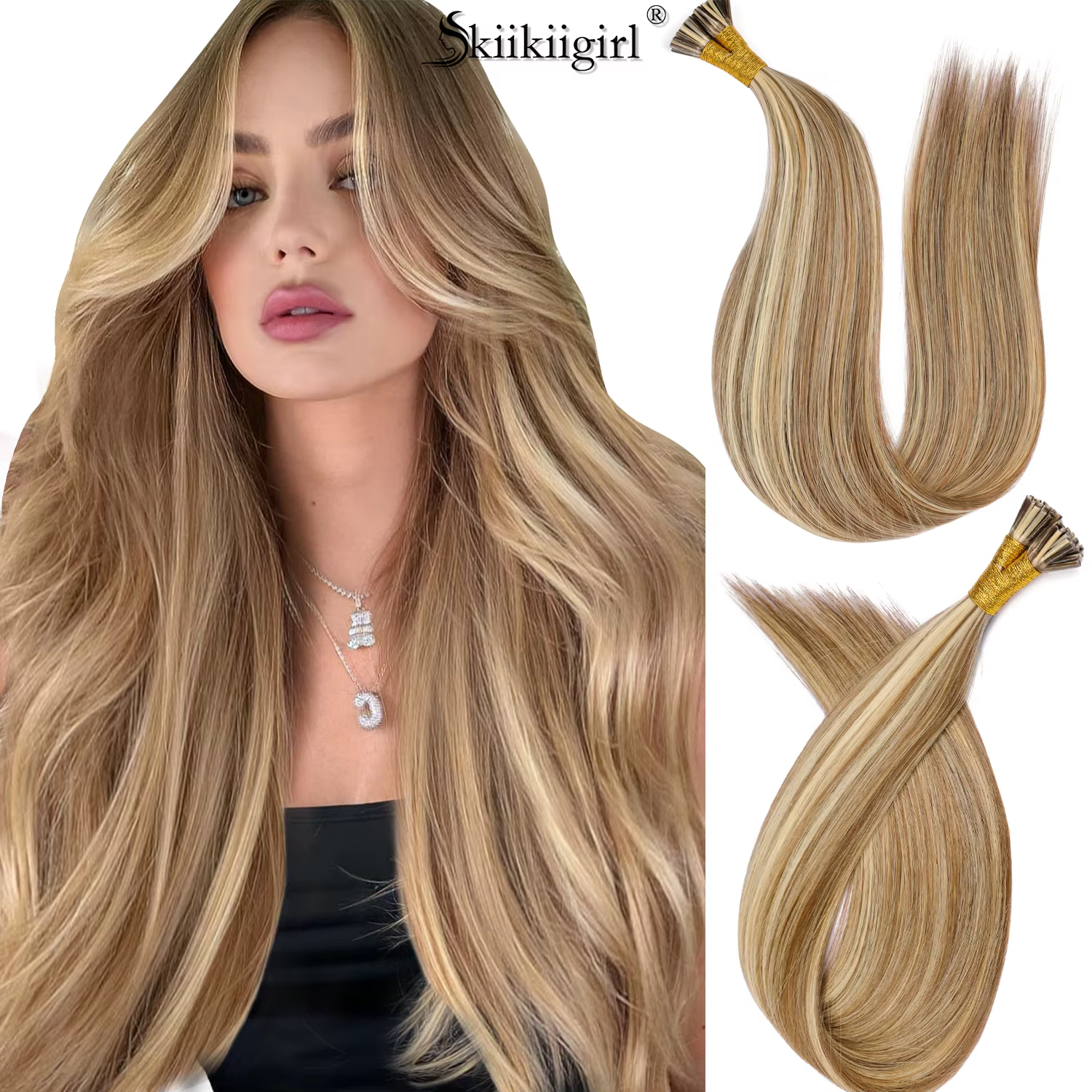 Kiikiigirl kératine pointe cheveux 100% Remy extensions humaines Fusion pour pointe d'ongle pleine tête cheveux brésiliens