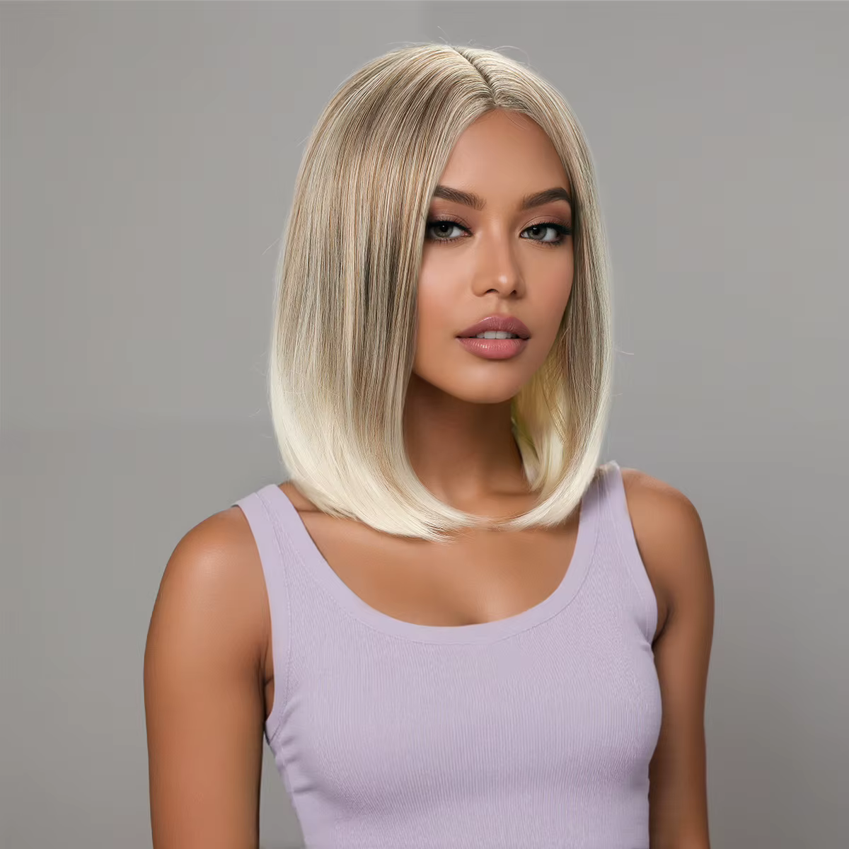 Perruque pour femme avec cheveux courts et raides dorés