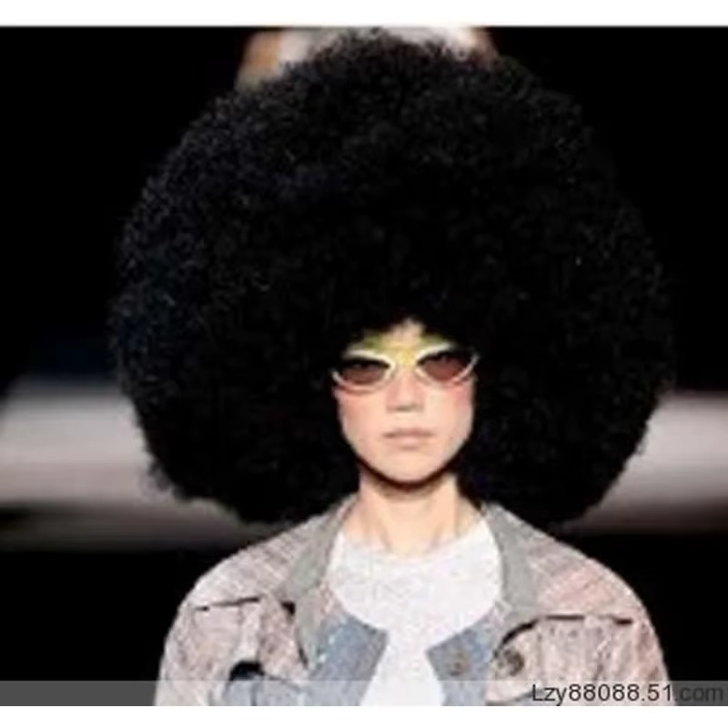 Perruque Afro Synthétique de Style Hip-Hélicoptère