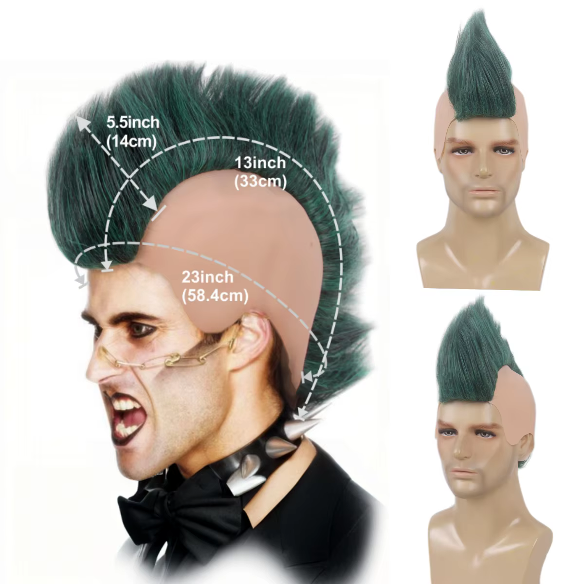 REEWES – perruque Mohawk pour hommes adultes
