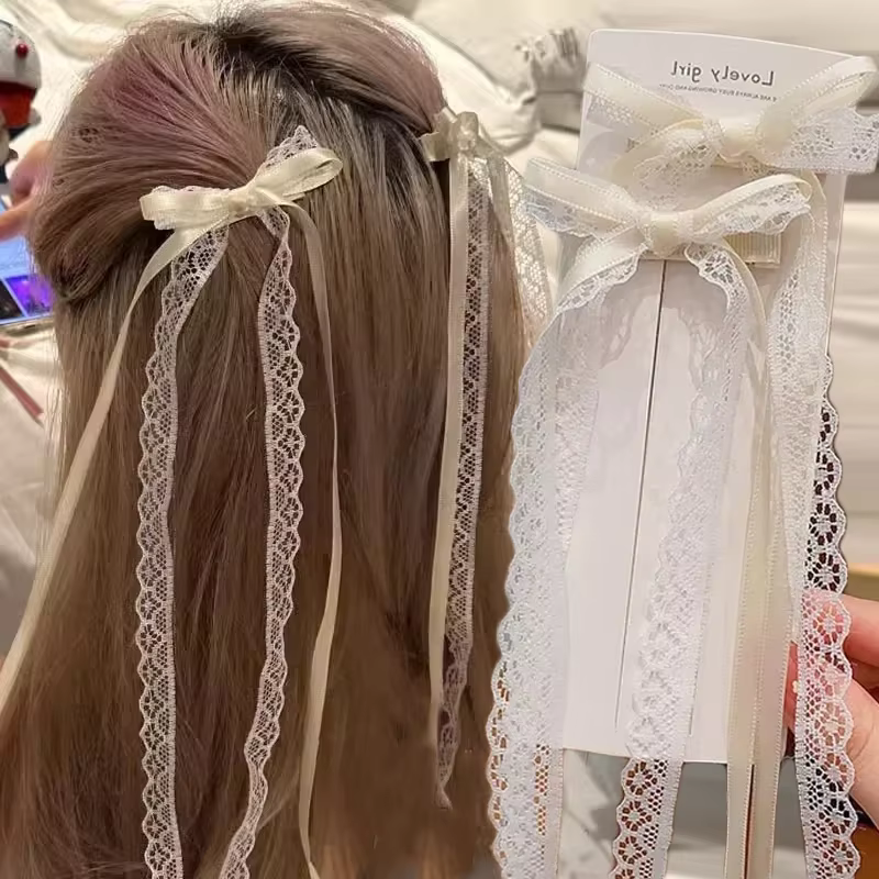 Pinces à cheveux en dentelle douce blanche pour femmes et filles