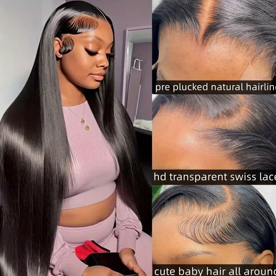 Perruque Lace Front en Cheveux Humains Brésiliens Lisses pour Femmes