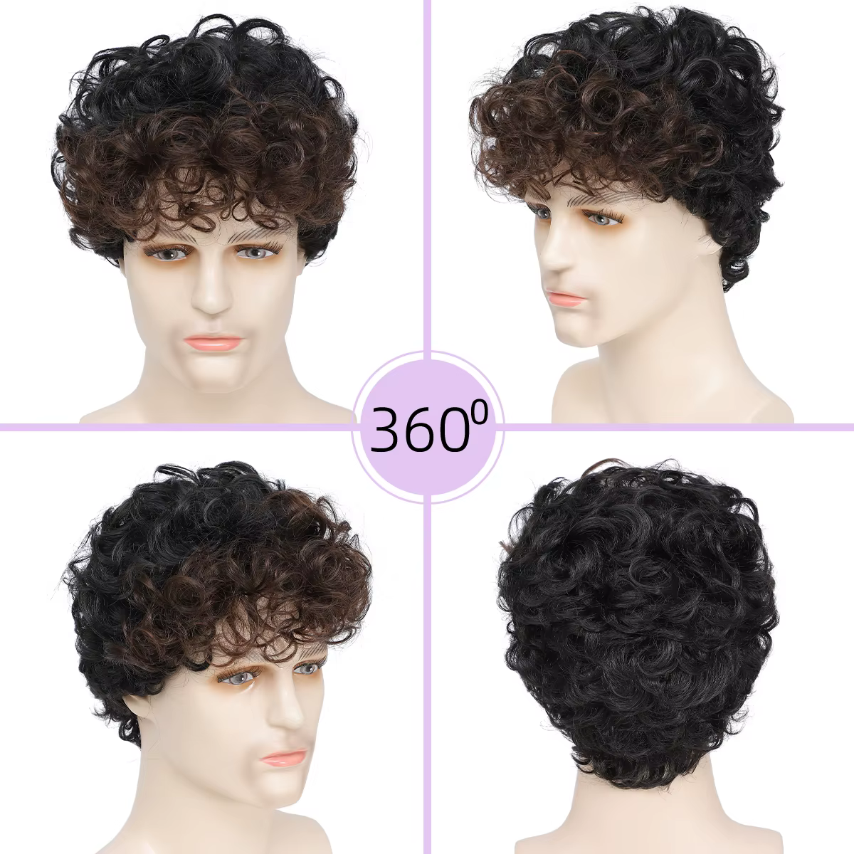 Perruque, petits cheveux bouclés africains