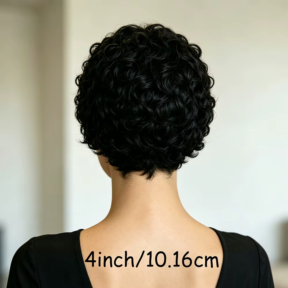 Perruque courte afro bouclée en cheveux humains pour femmes