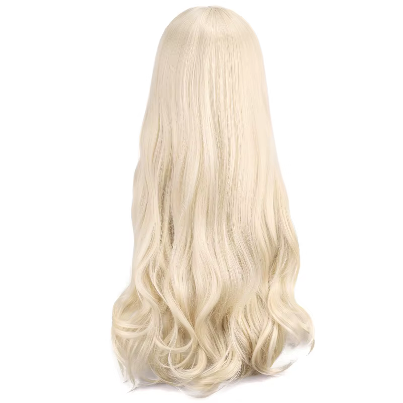 Perruque synthétique longue blonde ondulée pour filles