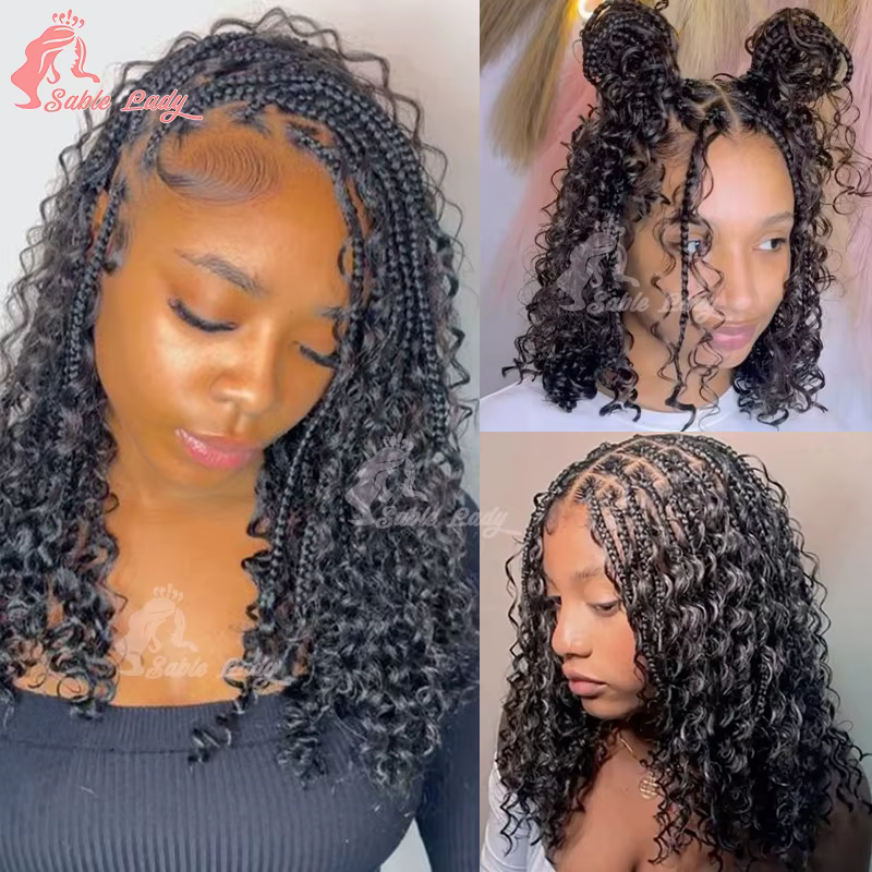 Boho-Perruque Bob Tressée pour Femmes Noires