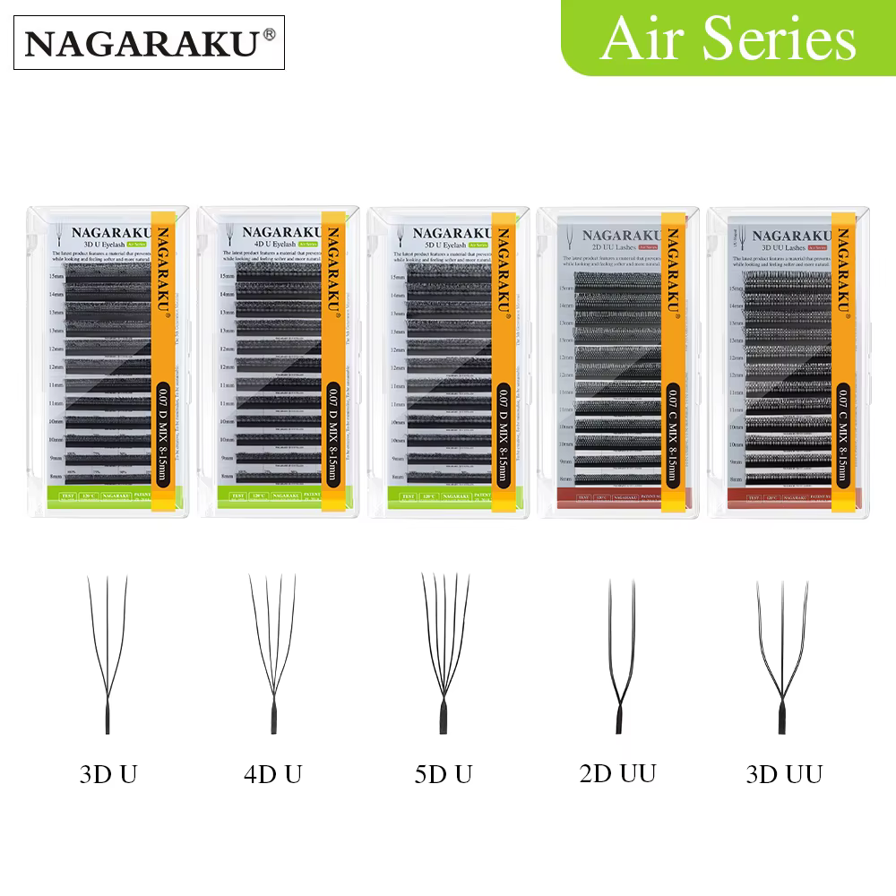 NAGARAKU U forme 2D/3D/4D/5D lumière douce Extensions de cils naturels moelleux vison fausse fourrure parallèle fournitures de maquillage