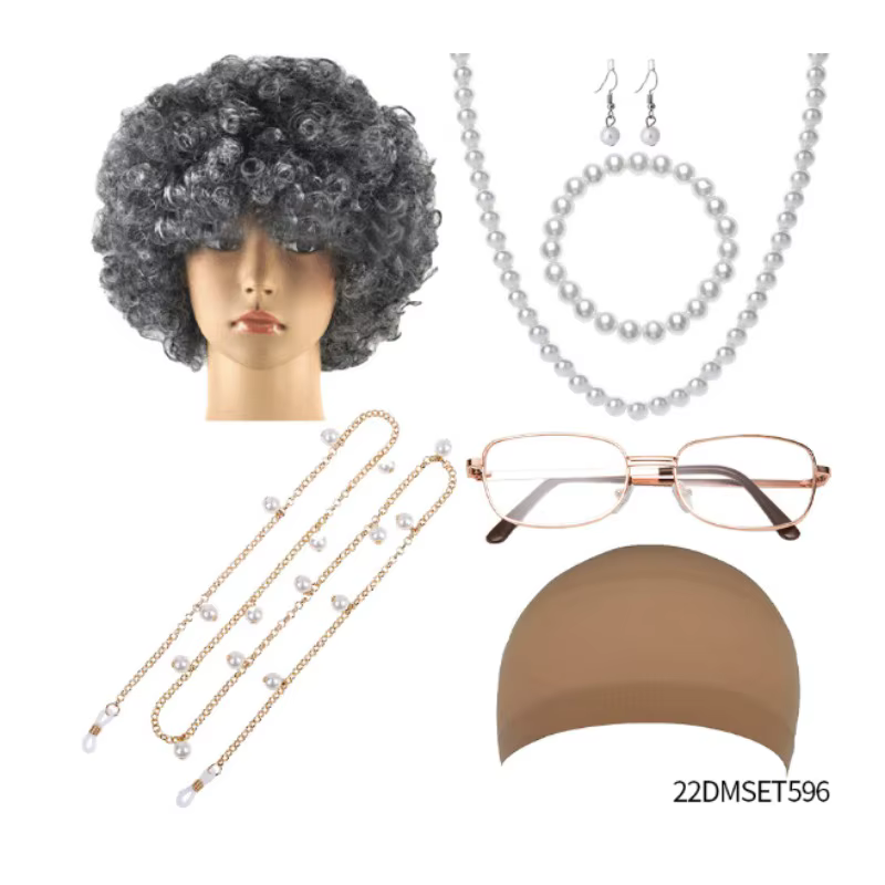 Ensemble Perruque et Lunettes de Grand-Mère pour Adulte
