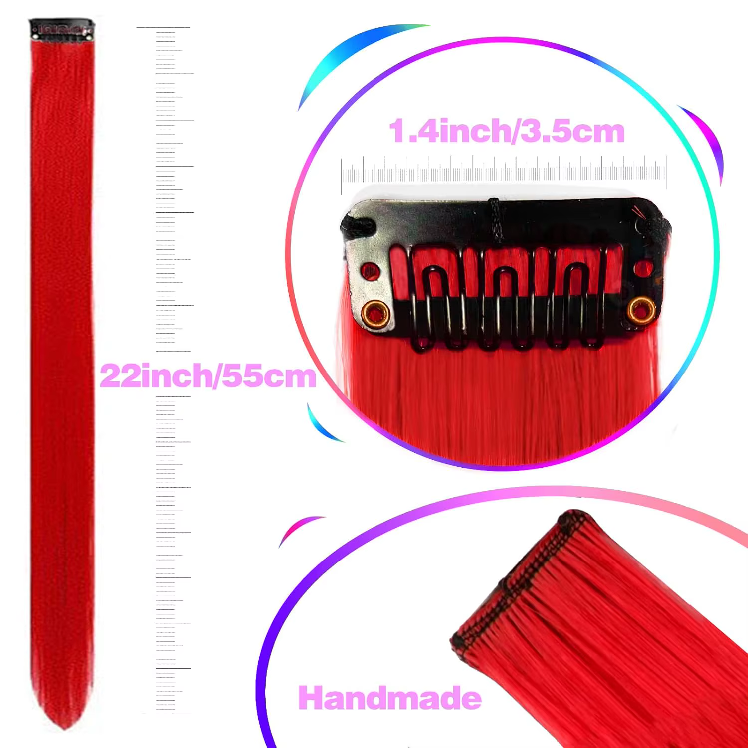 Extensions de cheveux rouges à clipser