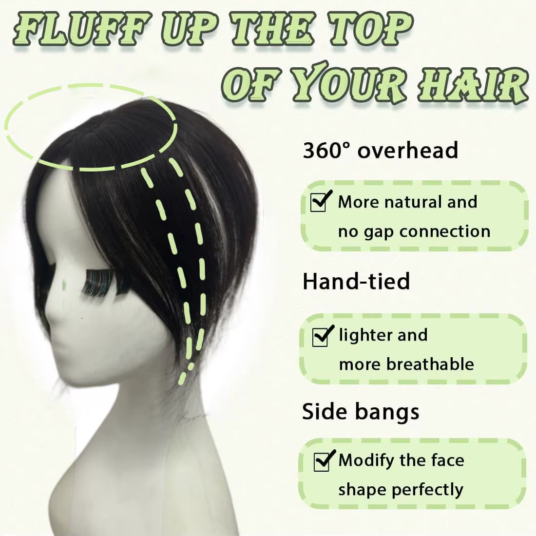 Frange de cheveux humains naturels