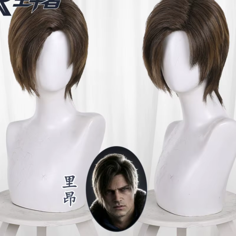 Perruque de cosplay Re9 REQ Leon pour homme