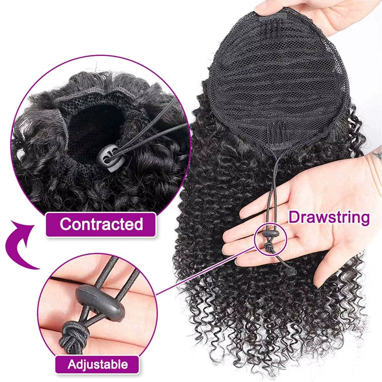 Extensions de cheveux humains mongols 4B 4C Remy 10-24 pouces Clips dans cordon