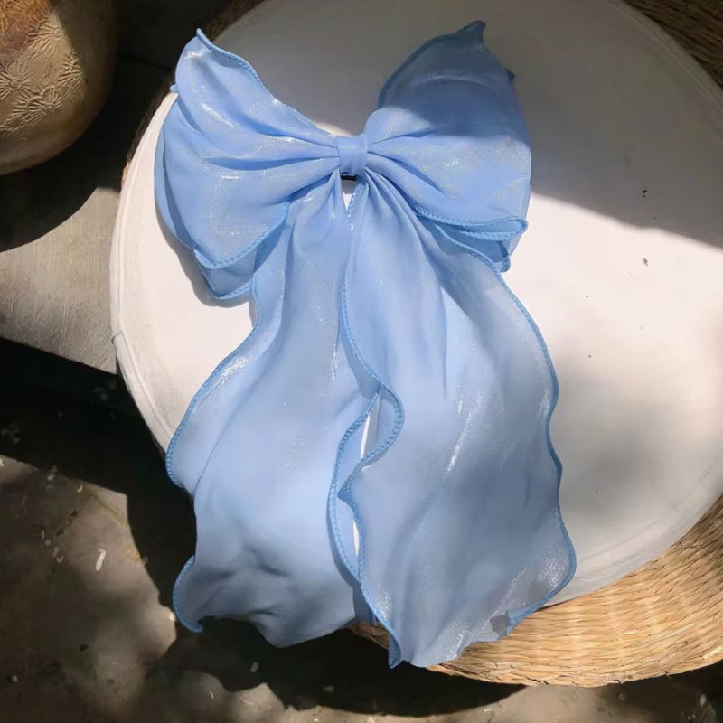 Pinces à cheveux avec nœud en mousseline de soie pour filles