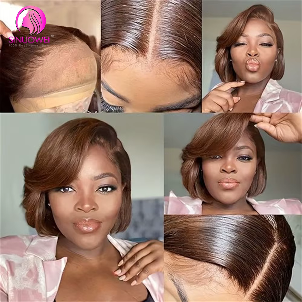 Perruque Bob Brésilienne Coupe Pixie pour Femme