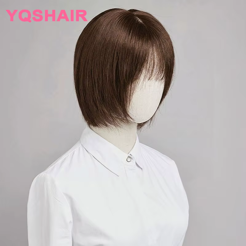 Perruque en cheveux humains avec base en soie