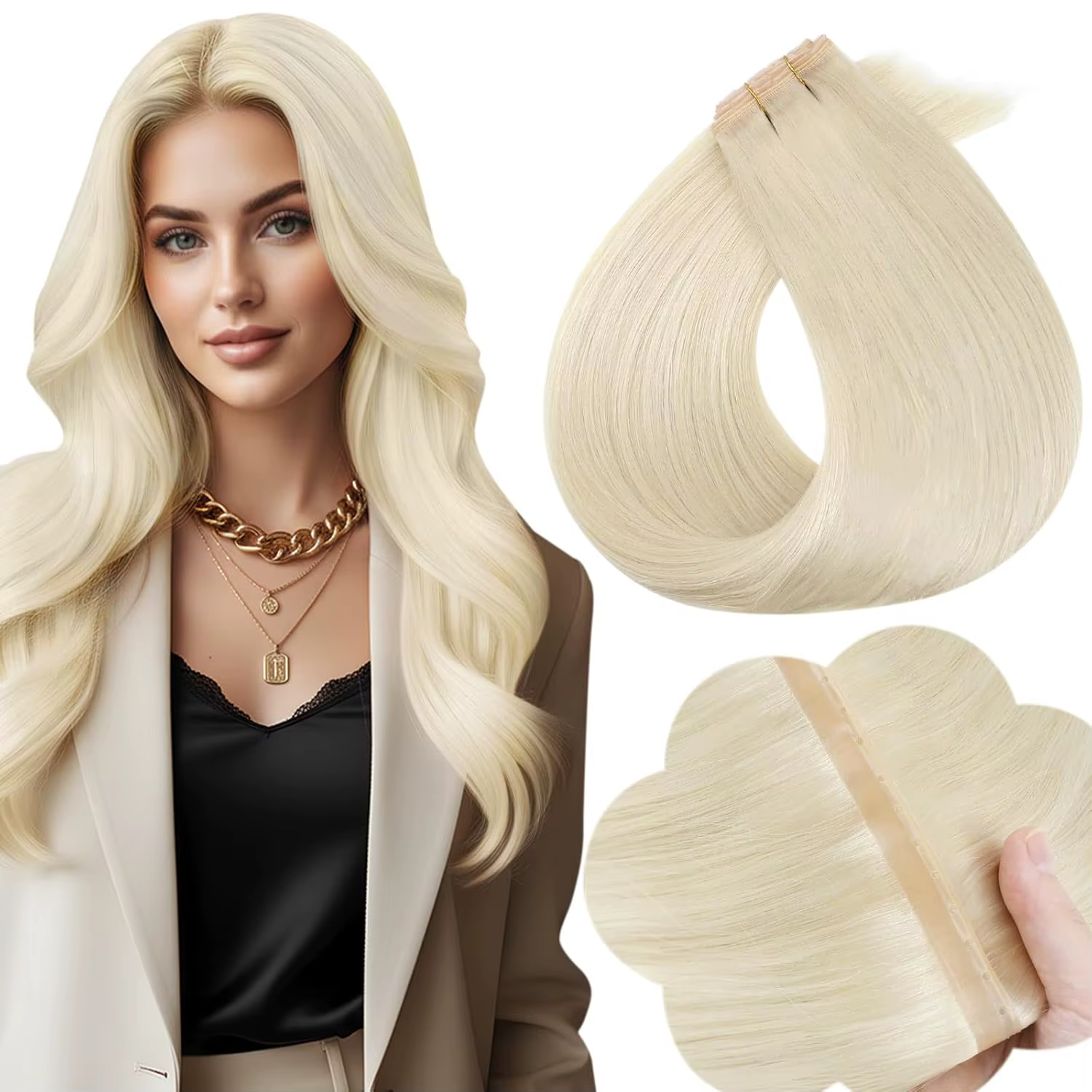 Extensions de cheveux de trame de papillon de couleur unie pleine brillance 50G