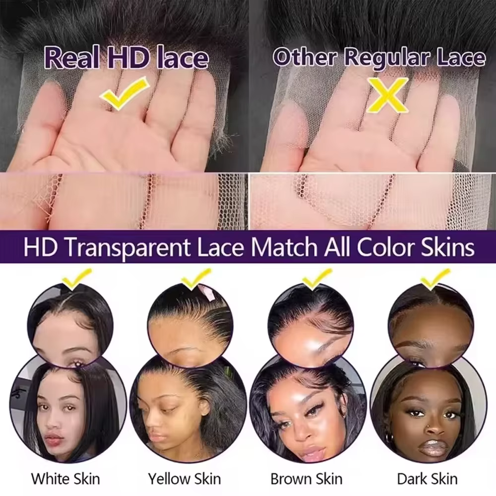 Perruque en cheveux humains à dentelle frontale HD Deep Wave 13x4