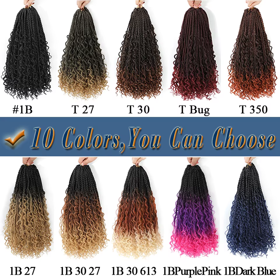 18 "Long Boho Tresses Extensions Déesse Trancas Boîte Tresses Crochet Cheveux Bohème Hippie Tresses Synthétique Crochet Tressage Cheveux