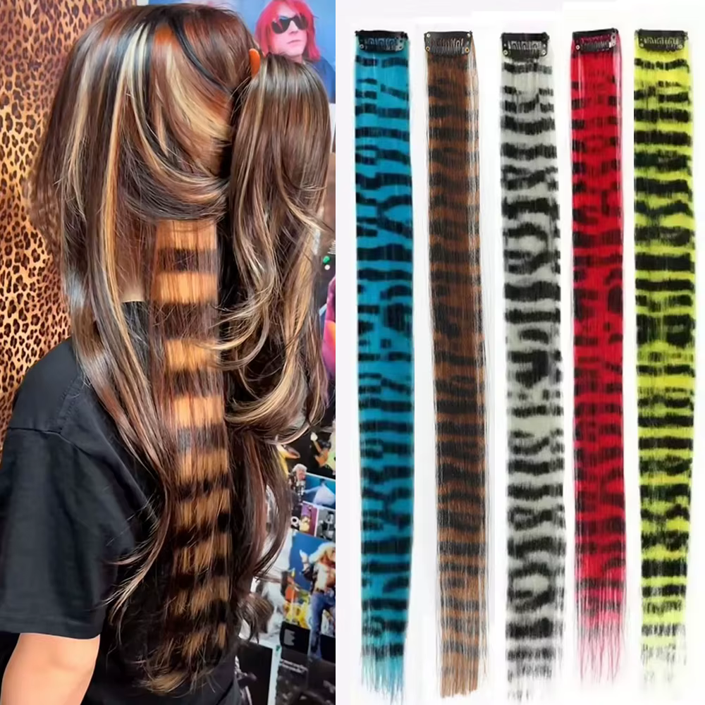 Extensions de cheveux à clipser imprimées à rayures