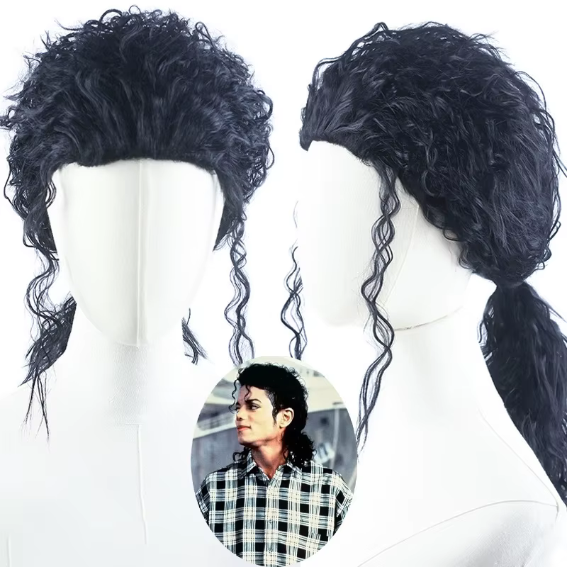 Perruque noire MJ Michael Cosplay
