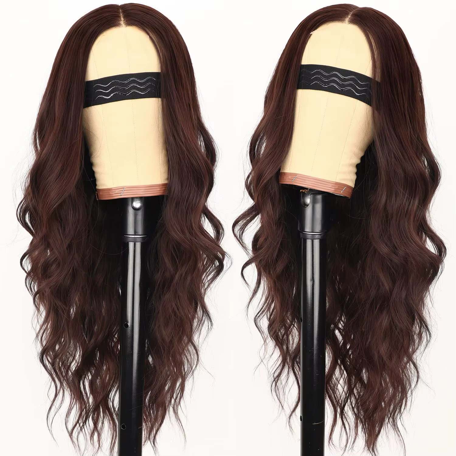 Perruque brune rougeâtre pour femme