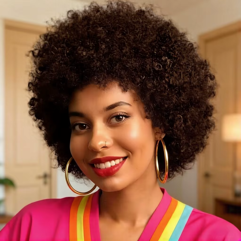 Perruque courte en cheveux humains naturels noirs 4A/4B Afro Kinky Curly - entièrement fabriquée à la machine