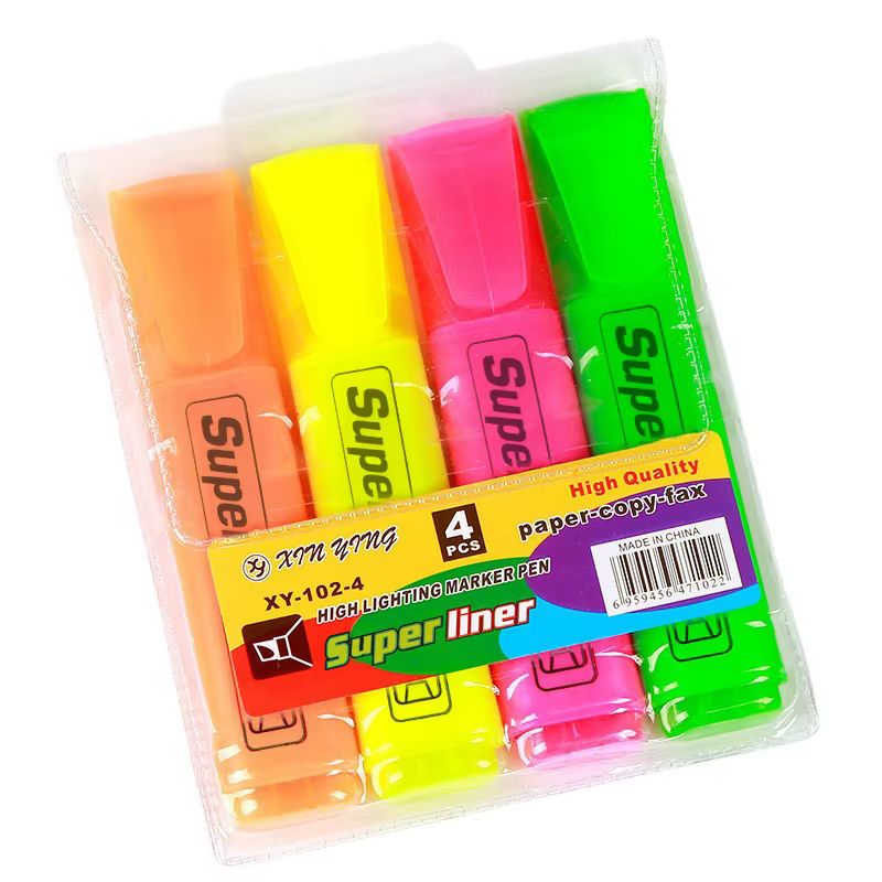 Stylo Fluorescent surligneur à pointe large, marqueurs d'écriture pour dessin artistique, marquage de gribouillage, papeterie de bureau, fournitures scolaires, 4/6 pièces