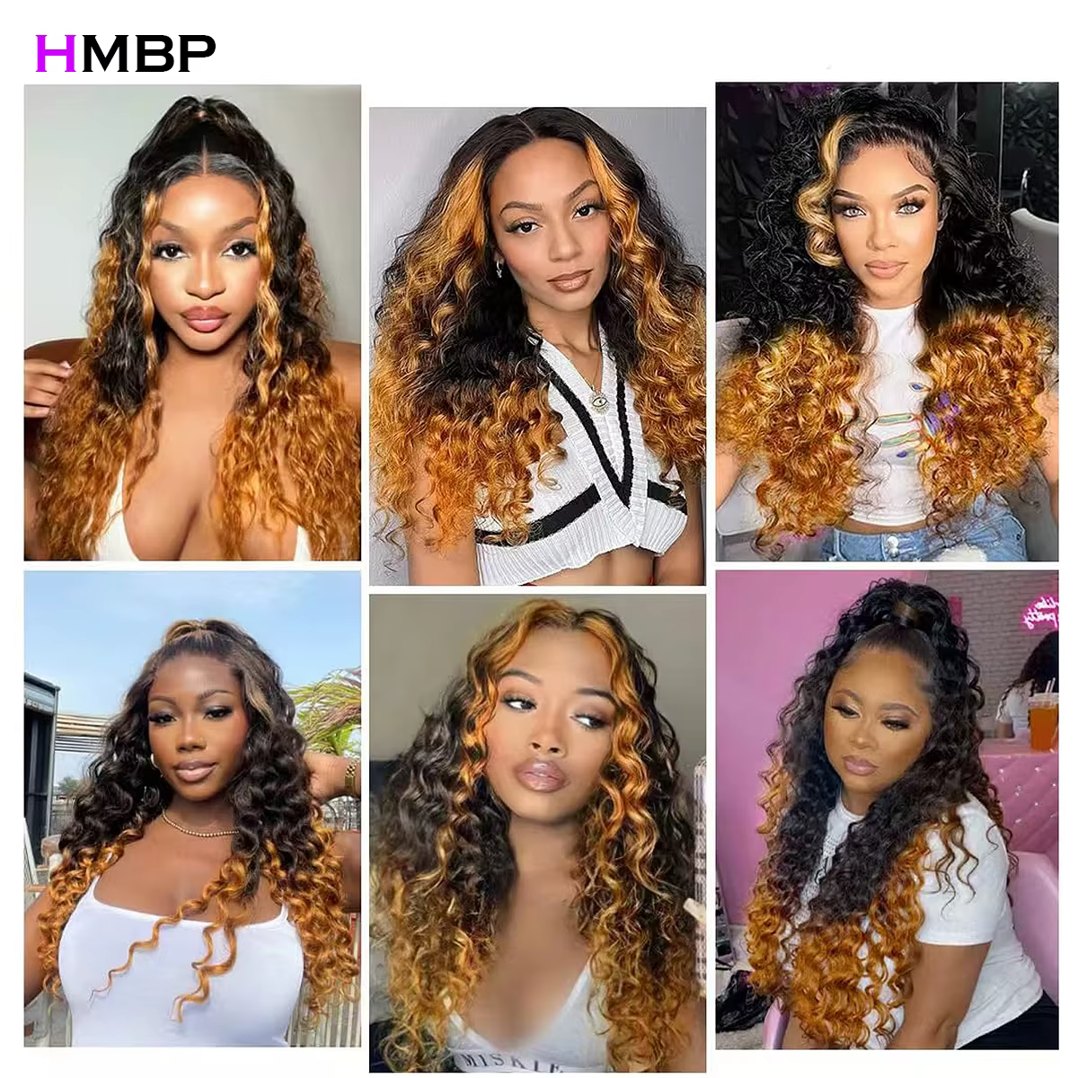 Honey Blonde Glueless Wigs, Deep Wave Wear and Go, Hd Lace Frmetals Wig, Human Hair, Ombre Water Wave, Pre-Plucked Wig, 13x6