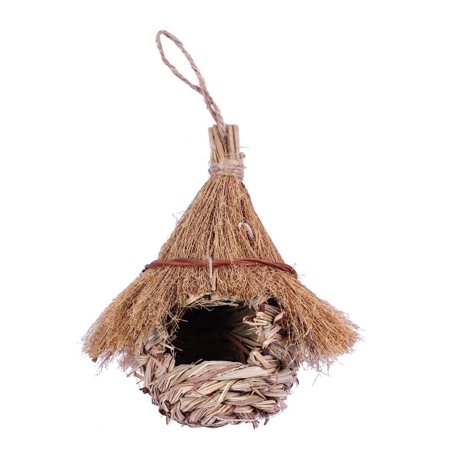 Wren Finch-Maison à oiseaux tissée à la main, cabane à oiseaux pour pelouse intérieure et extérieure
