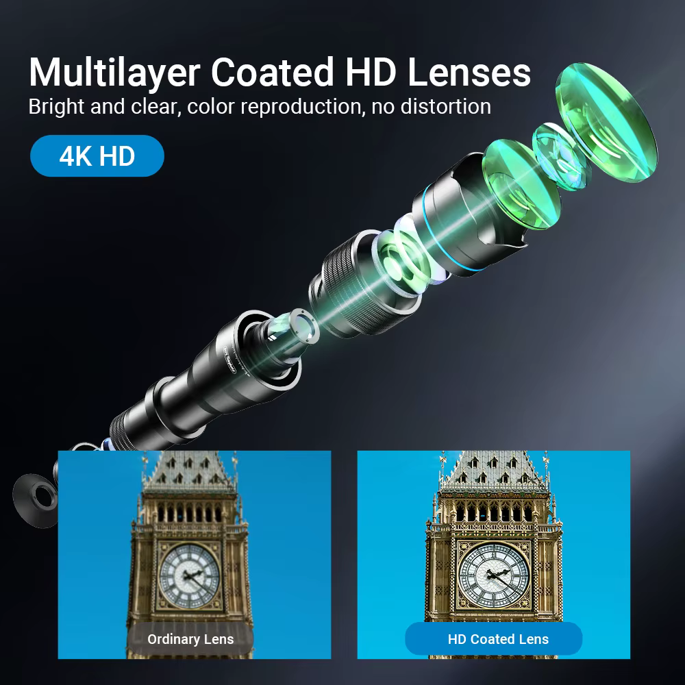 APEXEL Nouveau Téléobjectif Zoom HD 20x-40x Amélioré en Option pour Appareil Photo de Téléphone, Compatible avec Samsung, iPhone, Xiaomi et Tous les Smartphones