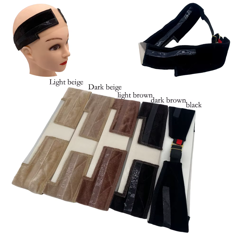 Nouveau bandeau antidérapant Double face en velours de Silicone avec boucle en métal pour tenir les perruques
