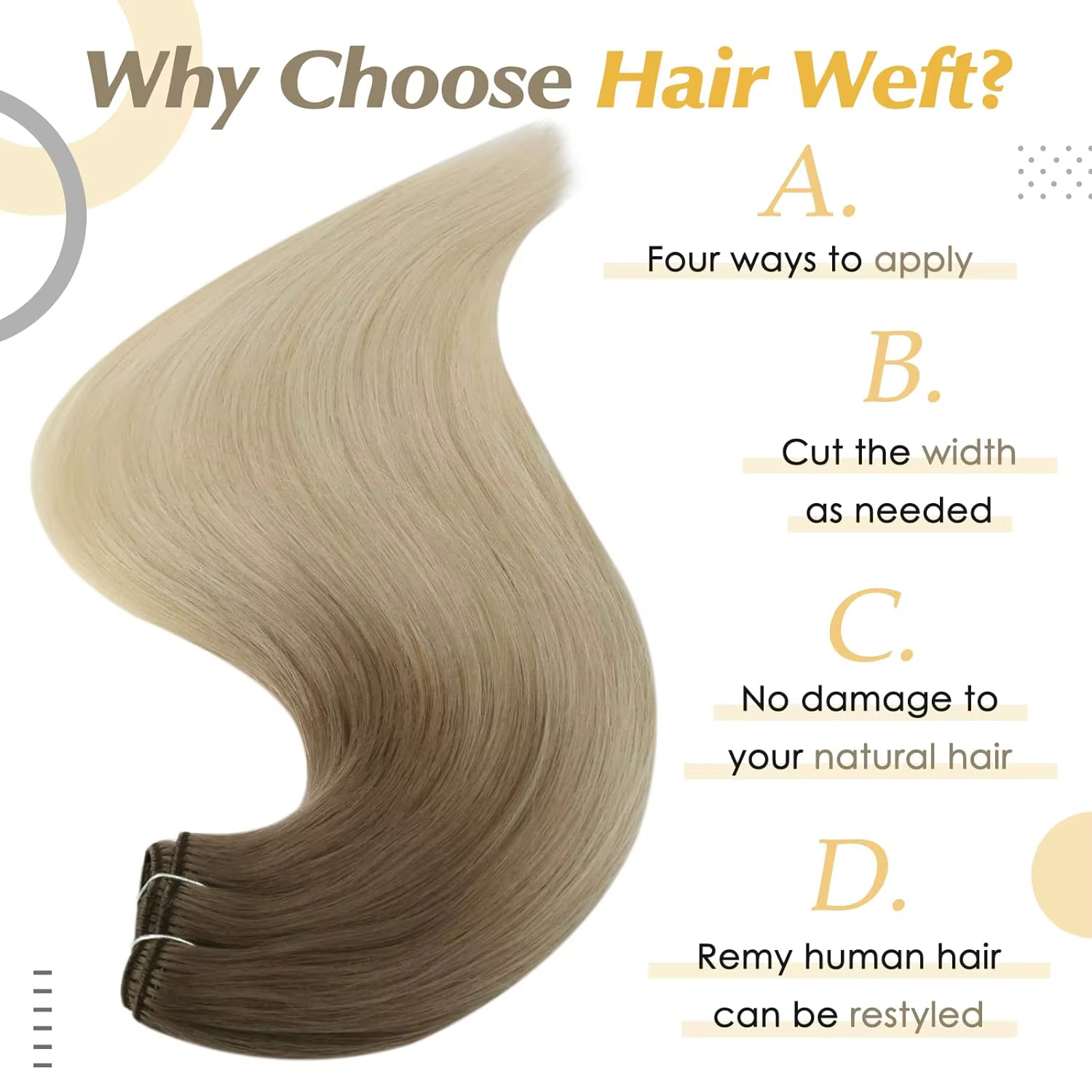 Extensions de cheveux naturels Remy lisses et soyeux