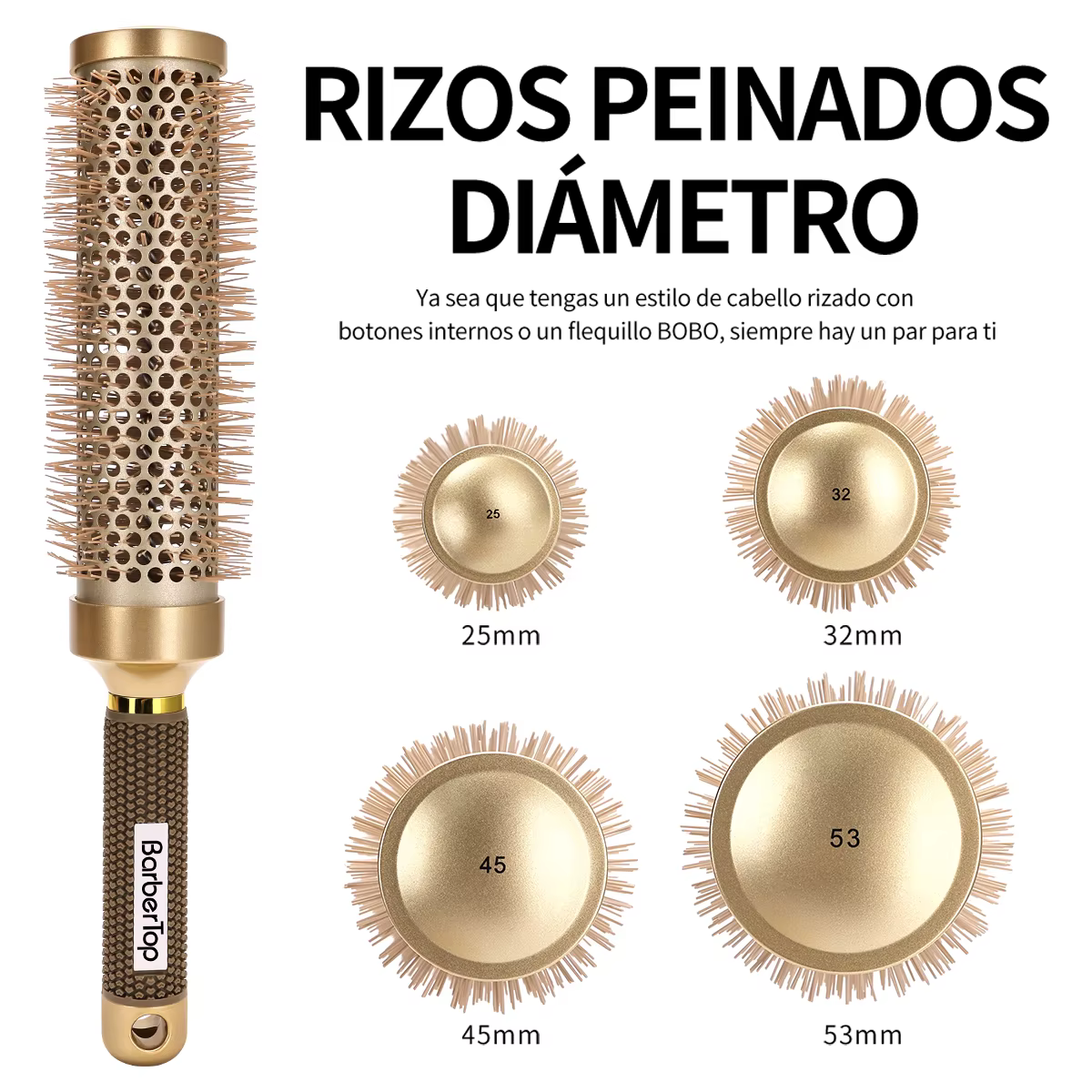 Brosse à cheveux ronde en poils de sanglier BARBERTOP