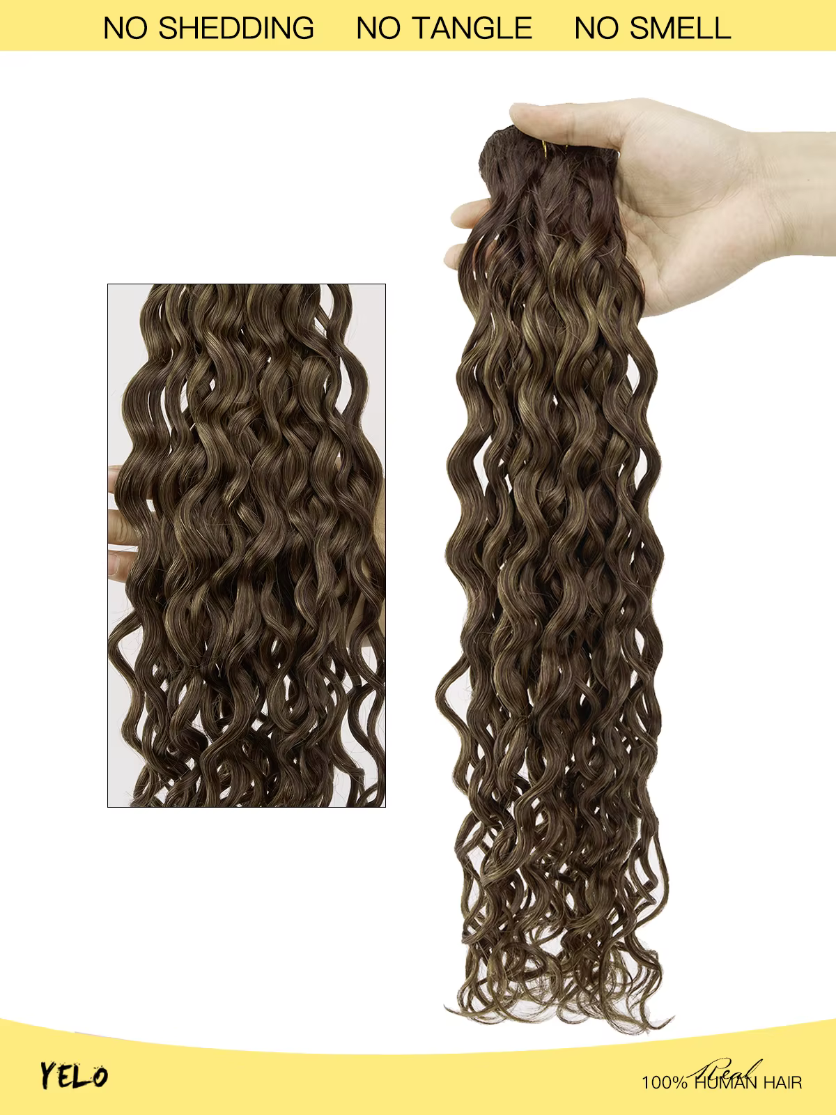 Yelo pince bouclée dans les Extensions de cheveux vrais