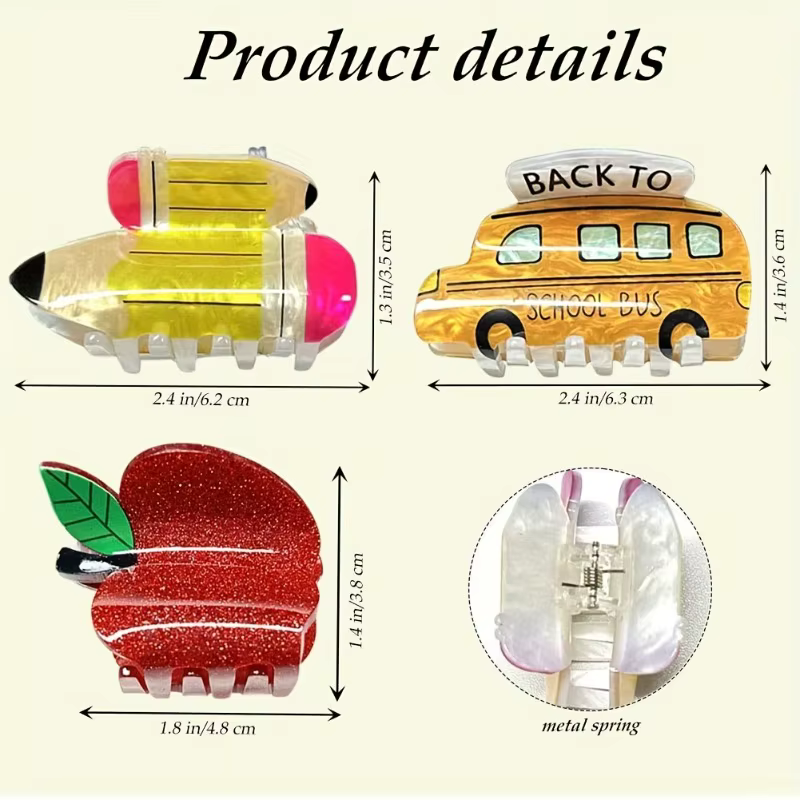 Ensemble de 3 pièces de pinces à cheveux amusantes