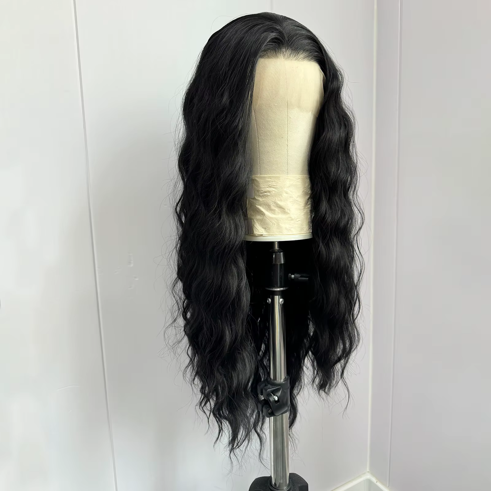 Perruque noire 13x4, longue