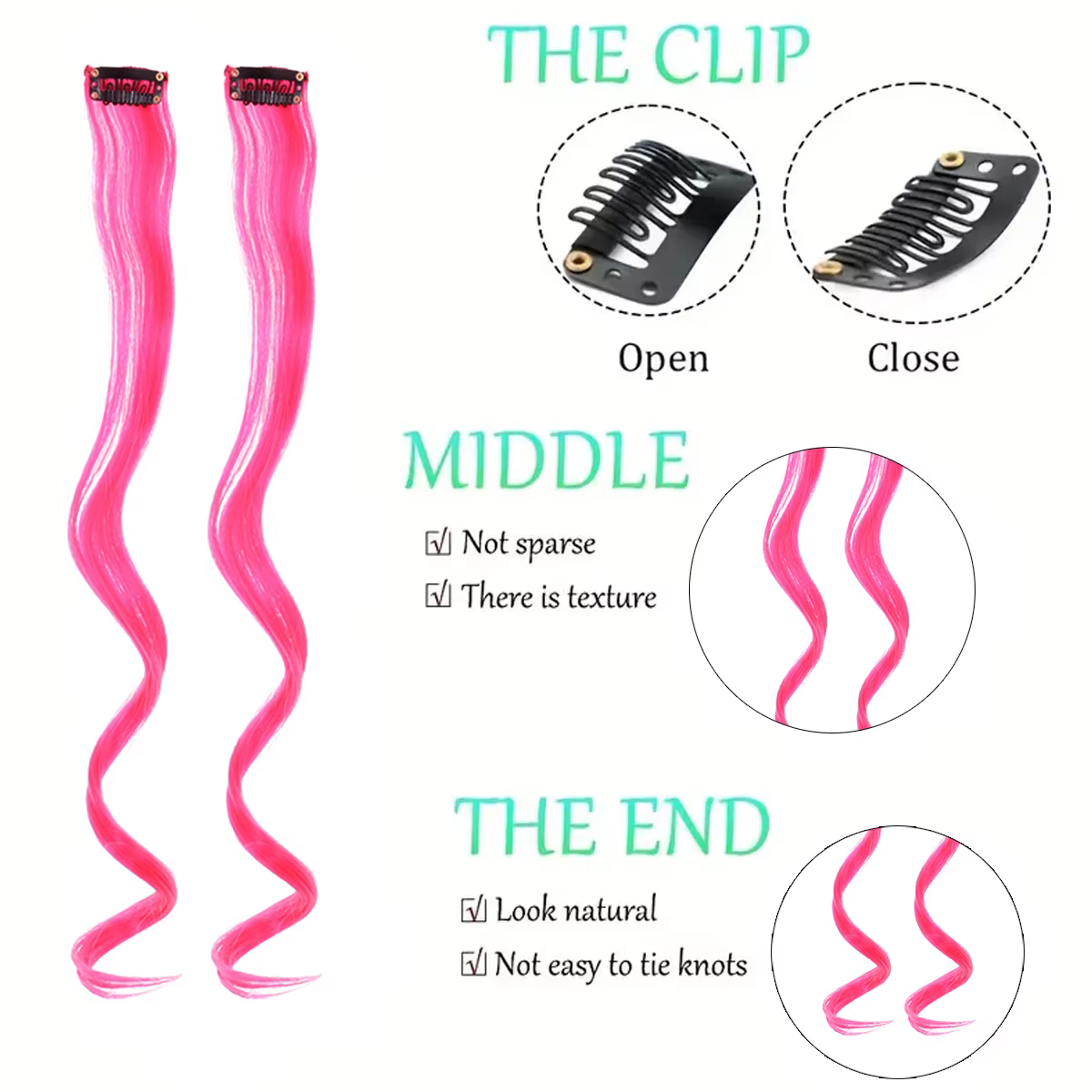 Extensions de cheveux synthétiques avec une pince