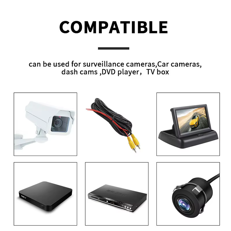 Câble vidéo RCA avec câble d'alimentation pour caméra de recul de voiture, câble d'extension AV, SFP, 6 m, 10 m, 20m
