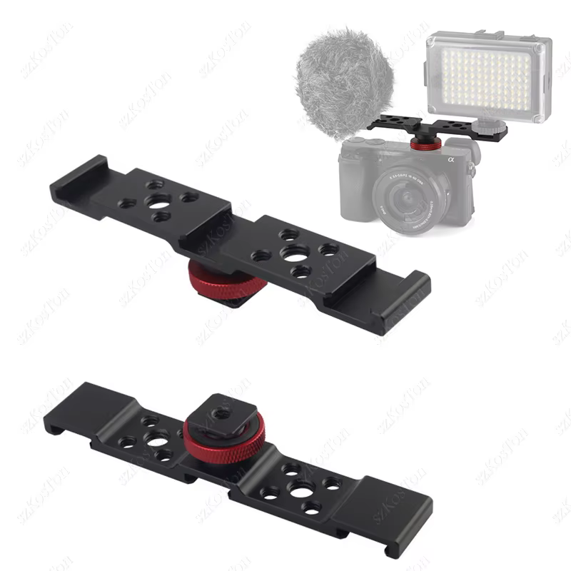 Barre d'extension triple en aluminium pour 3 supports griffe chaude et griffe froide pour appareil photo reflex numérique, hybride, microphone, éclairage LED vidéo et vlogging