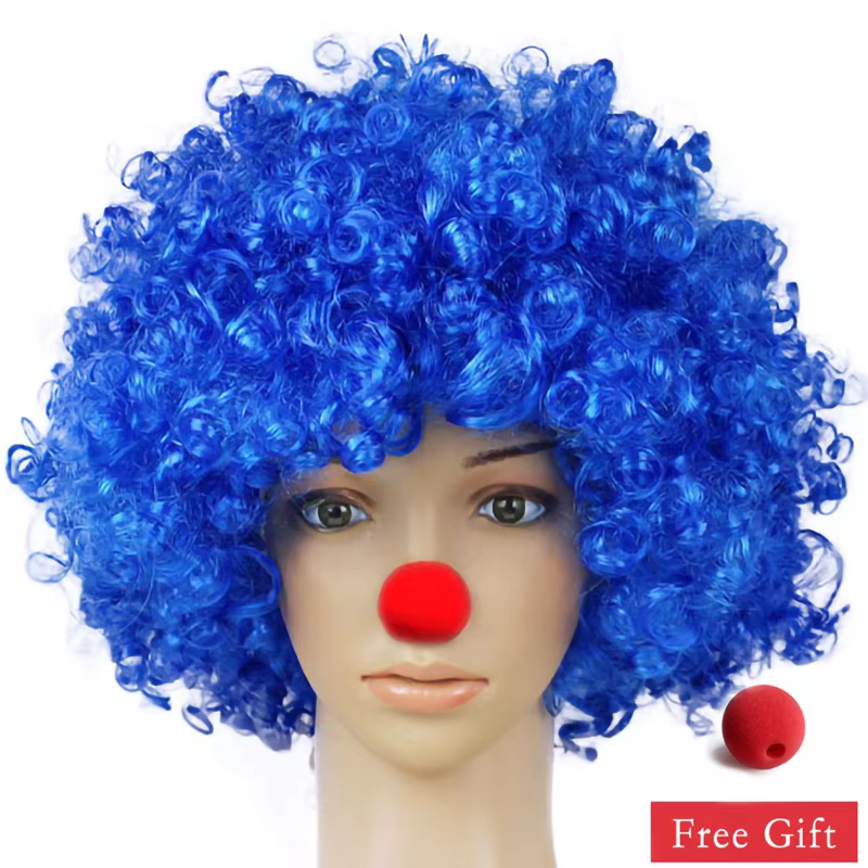 Perruque de Clown Afro bouclée perruques synthétiques Cosplay pour hommes femmes Mardi Gras