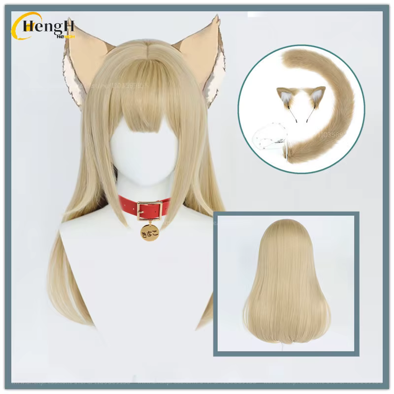 En Stock Anime 40Hara Kinako chat fille animal de compagnie Kitty unisexe 65 cm jaune perruque