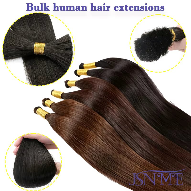 JSNME Extensions de cheveux humains en vrac 100% Extension