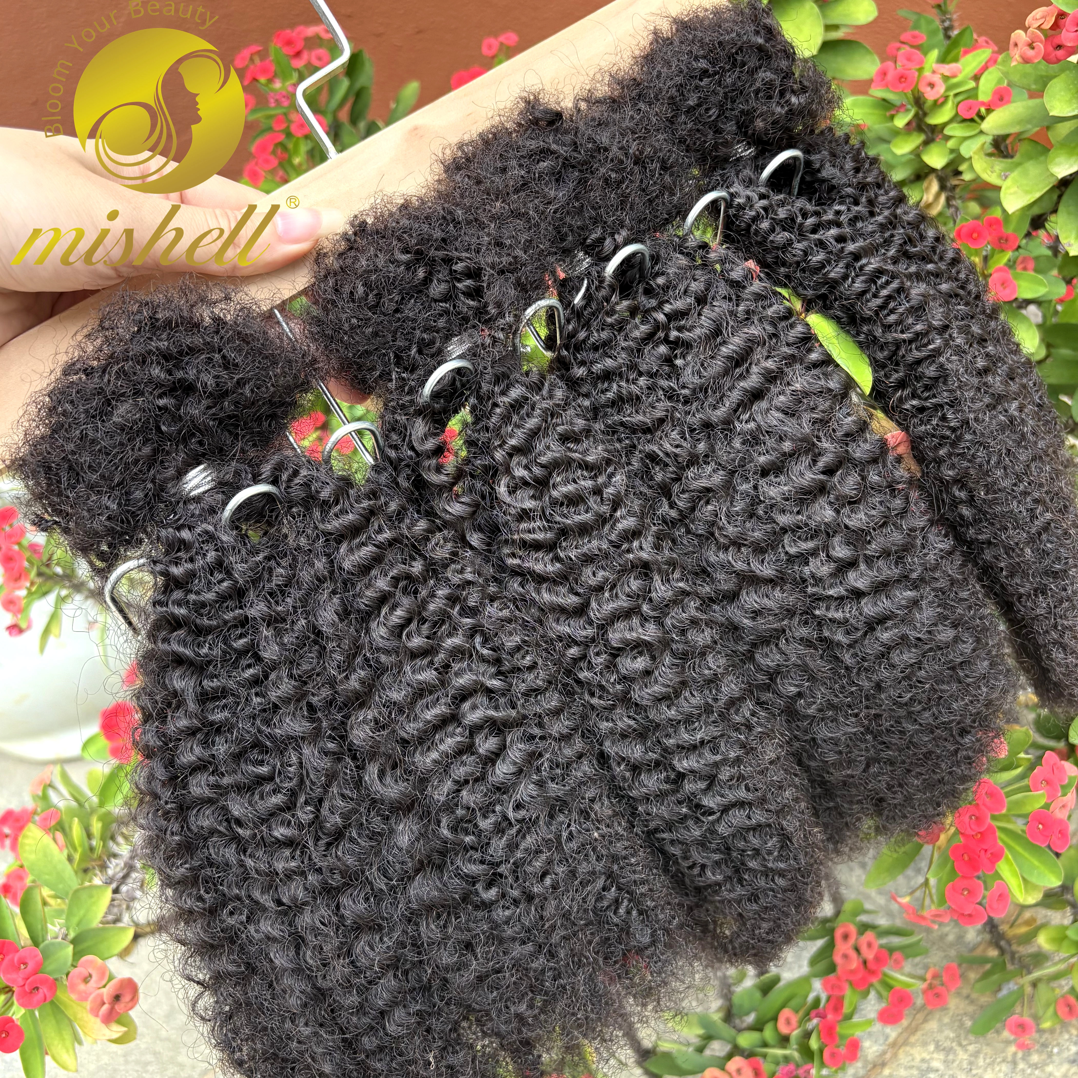 Extensions de cheveux humains bouclés afro ombrés en vrac
