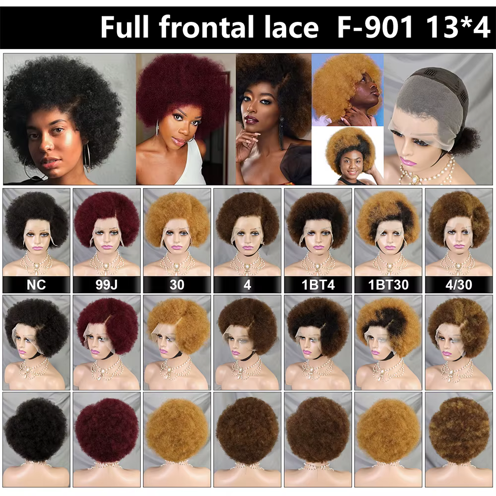 Perruque Bob Lace Front Wig naturelle crépue bouclée