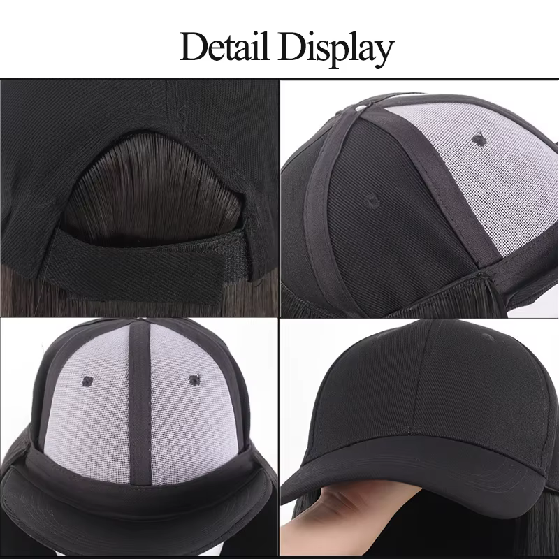 Casquette de baseball intégrée avec perruque intégrée