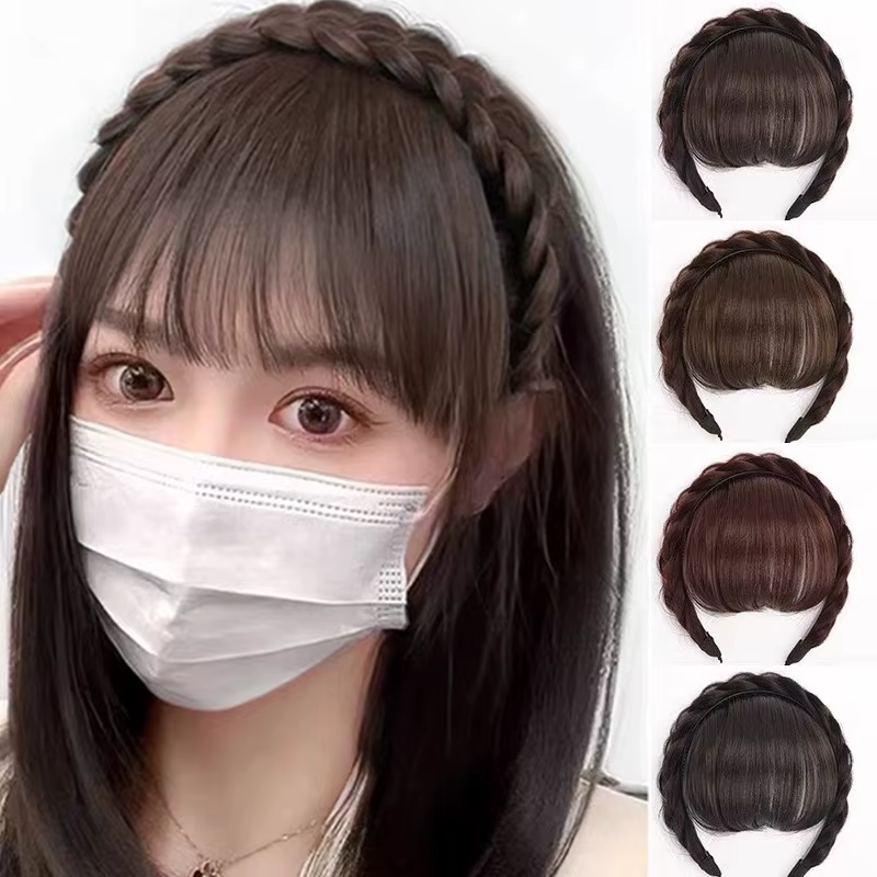 Faux cheveux bandeau frange perruque frange bandeau Extension de cheveux femmes filles Clips dans l'extension de cheveux accessoires de cheveux postiche Clips