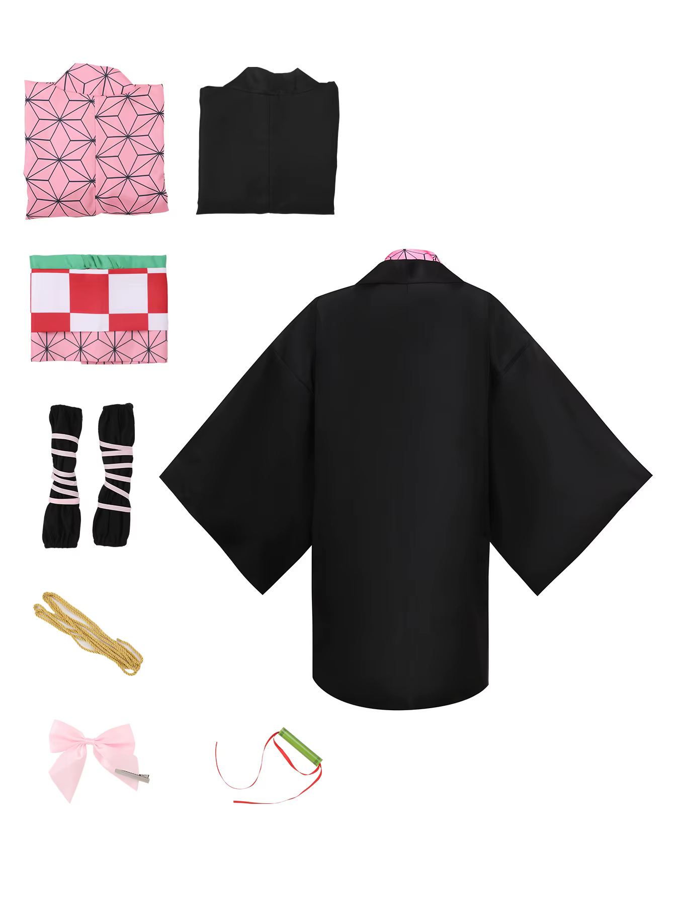 Nezuko Kamado Nezuko Cosplay Costume uniforme de perruque Nezuko avec accessoires pour adultes olympiques d'Halloween et de carnaval