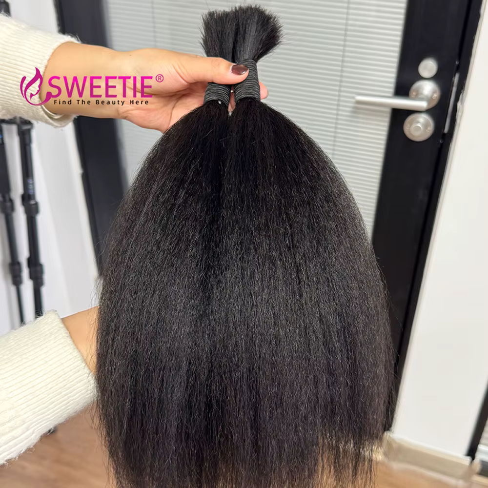 Extensions de cheveux humains en vrac Yaki lisse et Kinky Straight